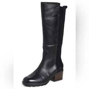 NEW Sorel Cate Tall Black Leather Rain & Snow Boots in Box